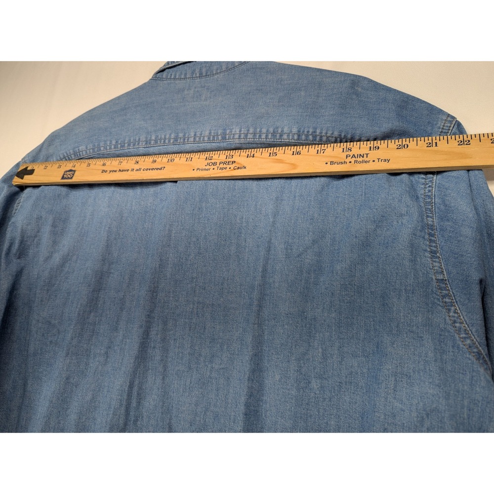 Wrangler Mens‎ 3XL Blue Denim Long Sleeve Button Down Shirt Cotton Stretch - Picture 6 of 8